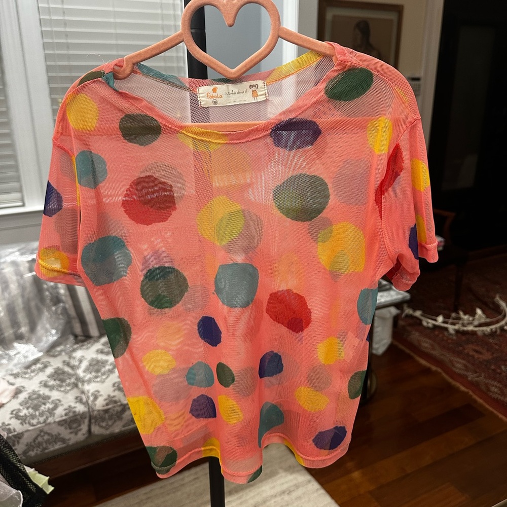 Fábula (FARM Rio for kids) Polka Dot Sheer Top for Girls - Size: M (6-8 years)